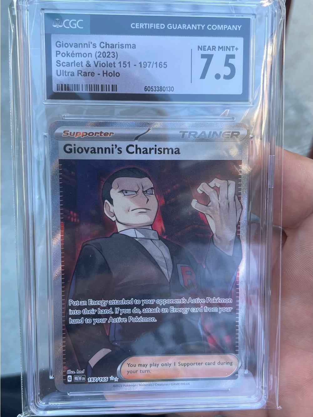 Giovanni's Charisma Holo Trainer Card - Near Mint+ 7.5